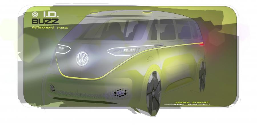 Эскиз Volkswagen I.D. Buzz 2017 года  (фото 35 из 82)
